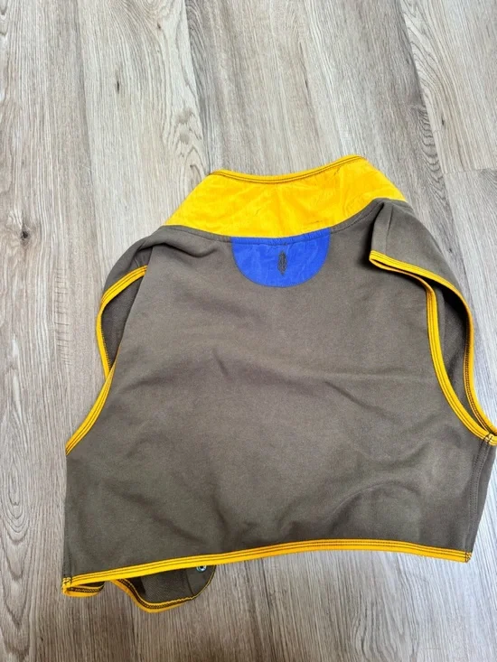 FP Movement by Free People Olive Brown Vest with Yellow Trim and Blue Pocket - Picture 4 of 4